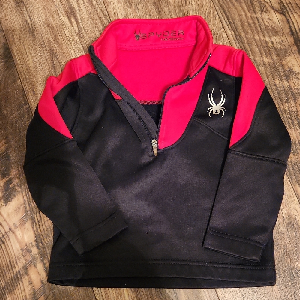 Spyder Kids Black and Red Half-Zip Hoodie